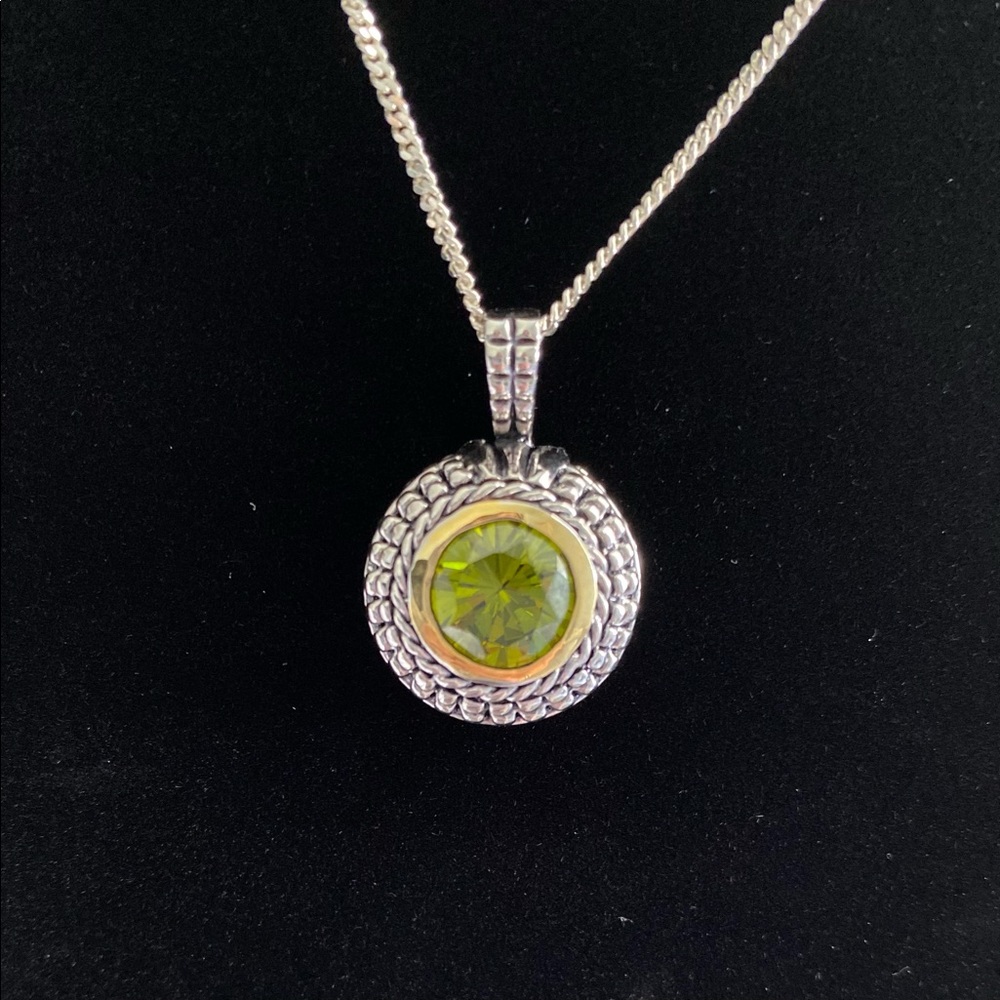 .925 Sterling Silver & 14k Accent Circle Peridot